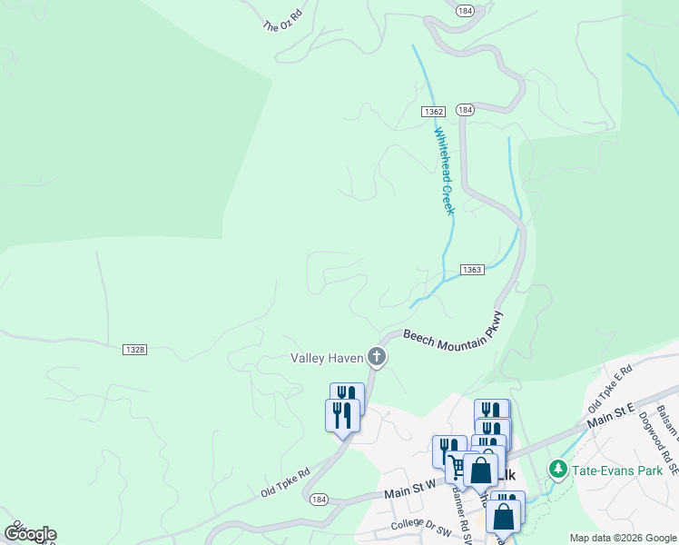 map of restaurants, bars, coffee shops, grocery stores, and more near in Avery County