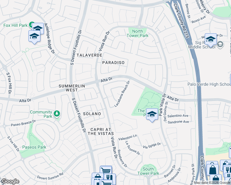 map of restaurants, bars, coffee shops, grocery stores, and more near 549 Playa Linda Place in Las Vegas