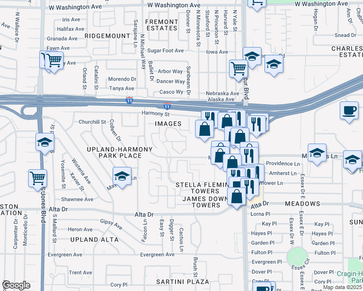 map of restaurants, bars, coffee shops, grocery stores, and more near 221 Mission Catalina Lane in Las Vegas