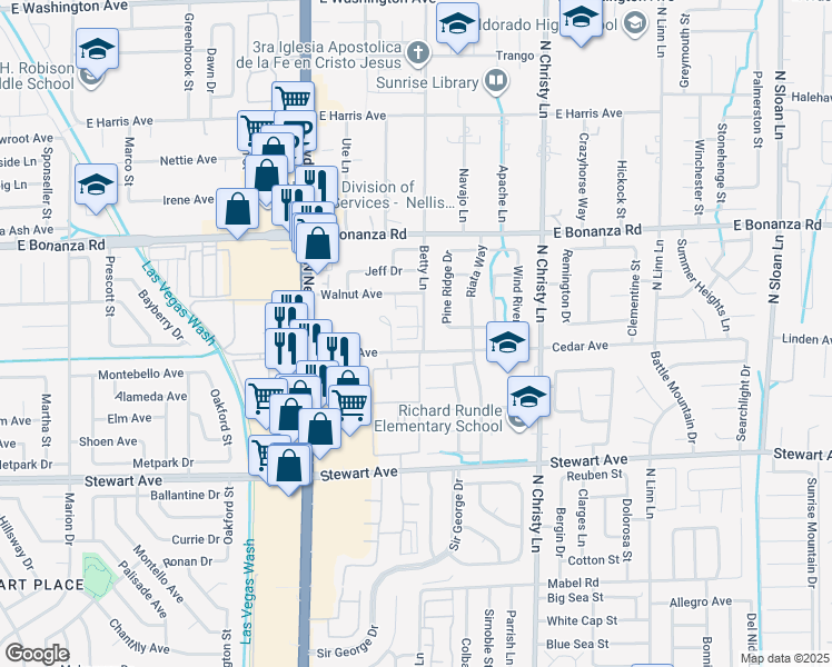 map of restaurants, bars, coffee shops, grocery stores, and more near 5284 Hagemann Lane in Las Vegas