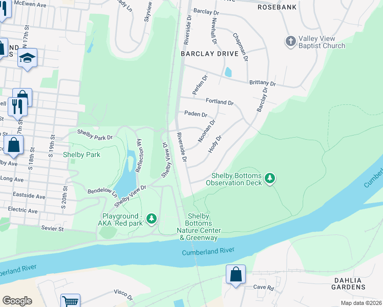 map of restaurants, bars, coffee shops, grocery stores, and more near 2815 Noonan Dr in Nashville