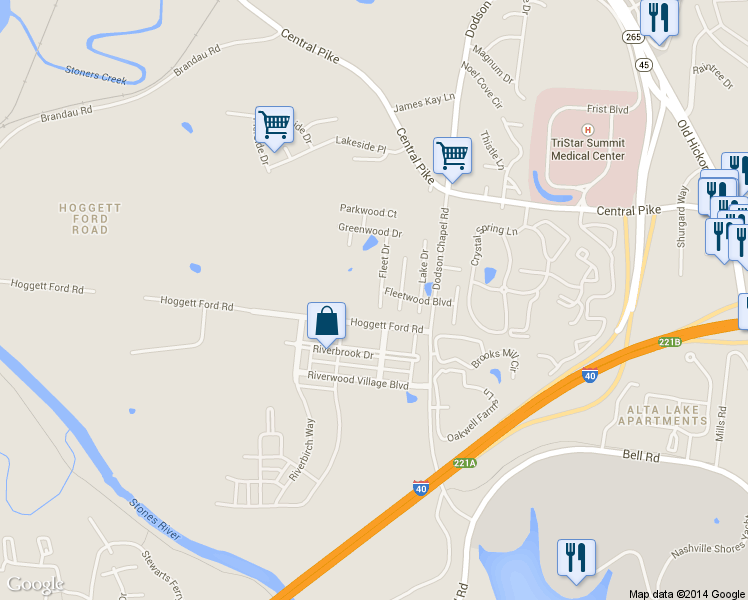 map of restaurants, bars, coffee shops, grocery stores, and more near 2717 Fleet Dr in Nashville