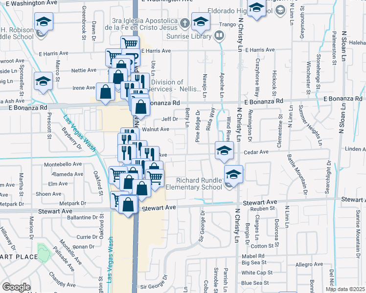 map of restaurants, bars, coffee shops, grocery stores, and more near 5284 Hagemann Lane in Las Vegas