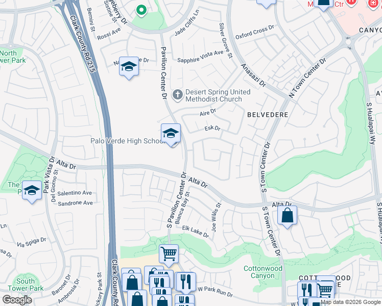 map of restaurants, bars, coffee shops, grocery stores, and more near 328 Jacaranda Arbor Street in Las Vegas