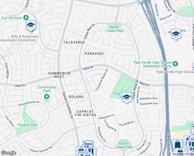map of restaurants, bars, coffee shops, grocery stores, and more near 11568 West Casa Del Mar Court in Las Vegas