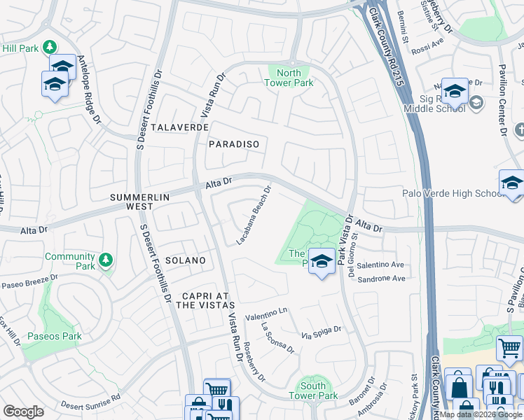 map of restaurants, bars, coffee shops, grocery stores, and more near 504 Lacabana Beach Drive in Las Vegas