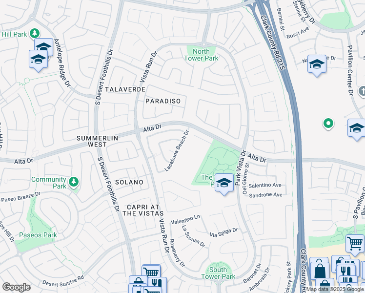 map of restaurants, bars, coffee shops, grocery stores, and more near 513 Lacabana Beach Drive in Las Vegas