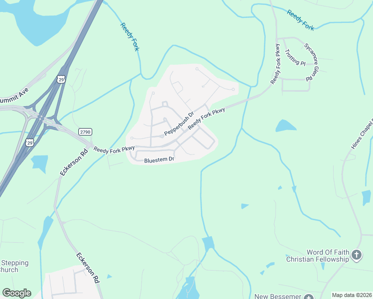 map of restaurants, bars, coffee shops, grocery stores, and more near 7 Bluestem Court in Greensboro