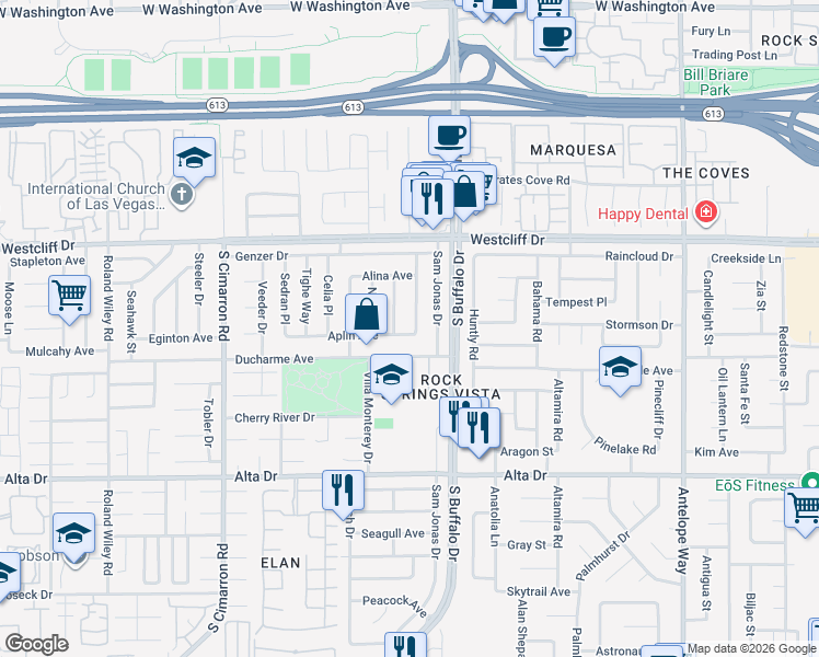 map of restaurants, bars, coffee shops, grocery stores, and more near 212 Hyman Place in Las Vegas