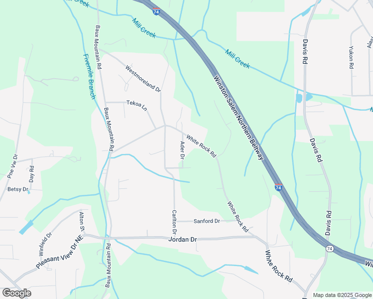 map of restaurants, bars, coffee shops, grocery stores, and more near 4777 Ader Drive in Winston-Salem