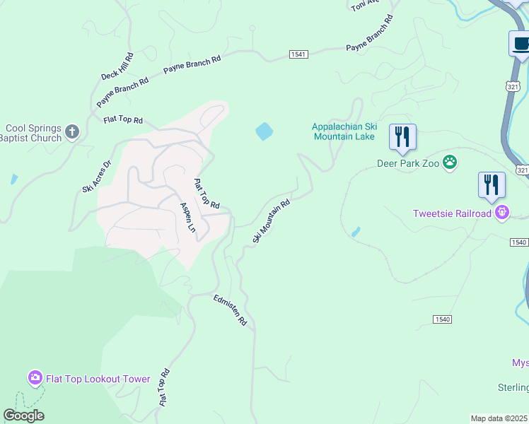 map of restaurants, bars, coffee shops, grocery stores, and more near 253 Alpine Road in Blowing Rock