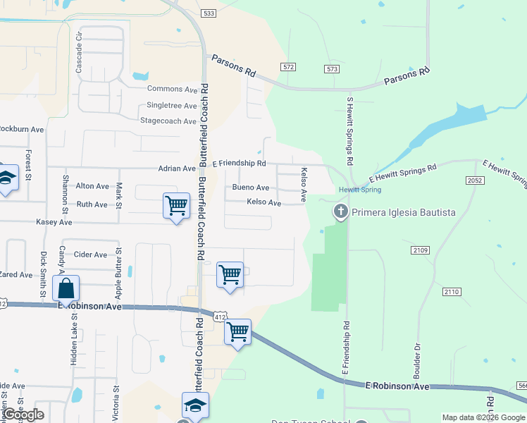 map of restaurants, bars, coffee shops, grocery stores, and more near 3625 Reynolds Avenue in Springdale