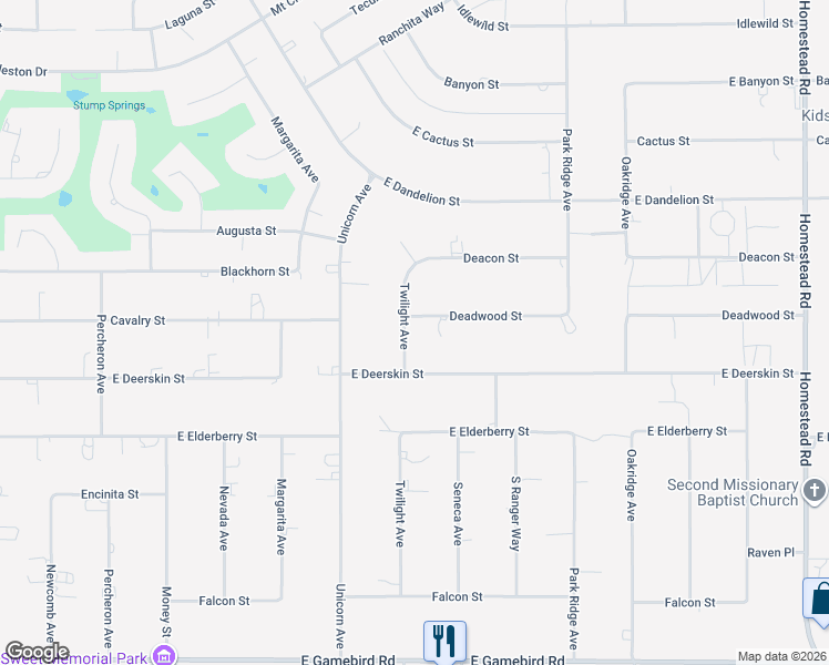 map of restaurants, bars, coffee shops, grocery stores, and more near 2171 Deadwood Street in Pahrump