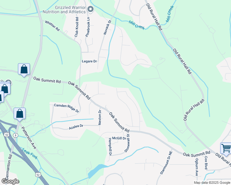 map of restaurants, bars, coffee shops, grocery stores, and more near 4700 Heatherly Road in Winston-Salem