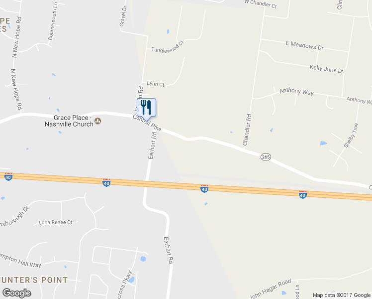 map of restaurants, bars, coffee shops, grocery stores, and more near 4512 Central Pike in Wilson County