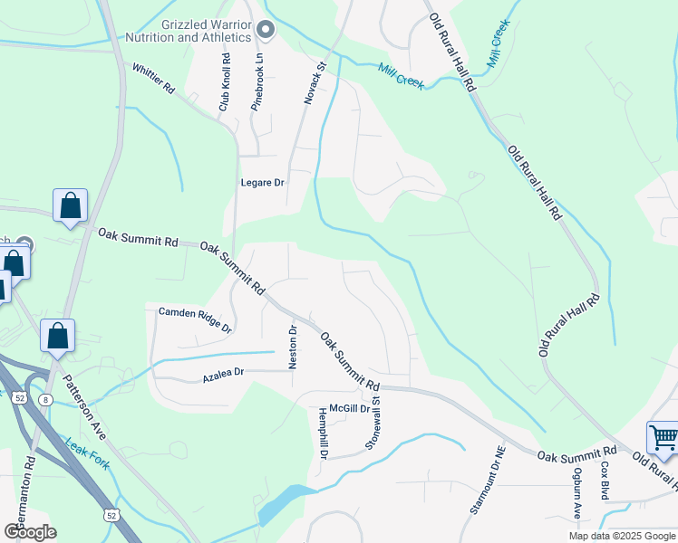 map of restaurants, bars, coffee shops, grocery stores, and more near 4706 Heatherly Road in Winston-Salem