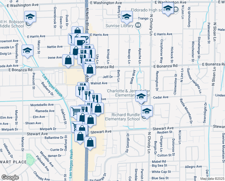 map of restaurants, bars, coffee shops, grocery stores, and more near 5262 Bobbie Jo Lane in Las Vegas