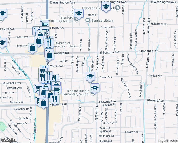 map of restaurants, bars, coffee shops, grocery stores, and more near 652 Red Lake Way in Las Vegas