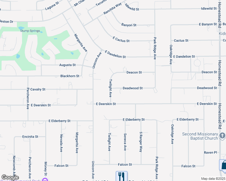 map of restaurants, bars, coffee shops, grocery stores, and more near 2171 Deadwood Street in Pahrump