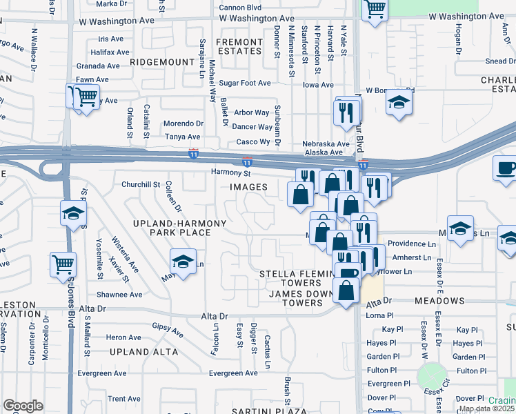 map of restaurants, bars, coffee shops, grocery stores, and more near 220 Mission Newport Lane in Las Vegas
