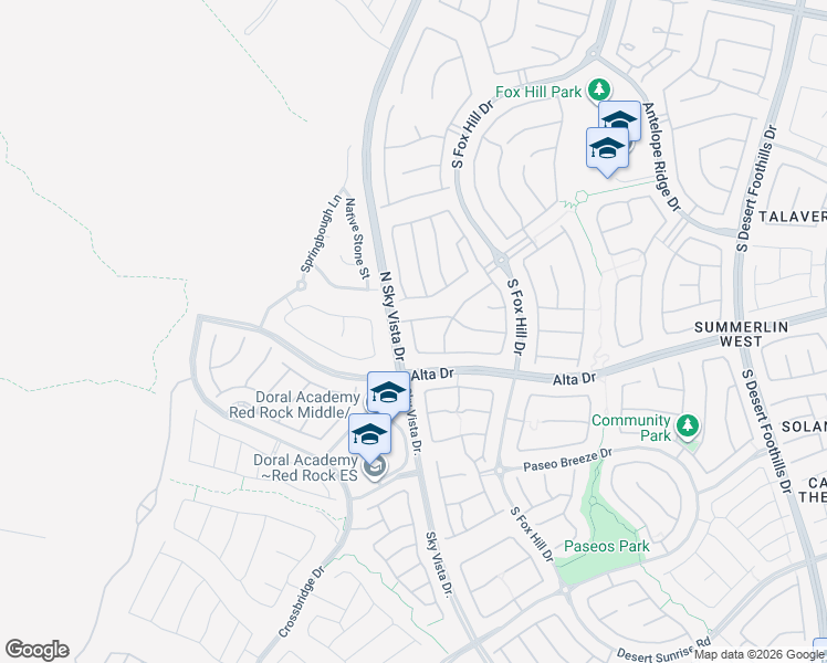 map of restaurants, bars, coffee shops, grocery stores, and more near Cabral Peak Street in Las Vegas