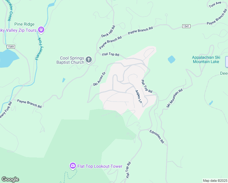 map of restaurants, bars, coffee shops, grocery stores, and more near 1030 Ski Acres Drive in Blowing Rock