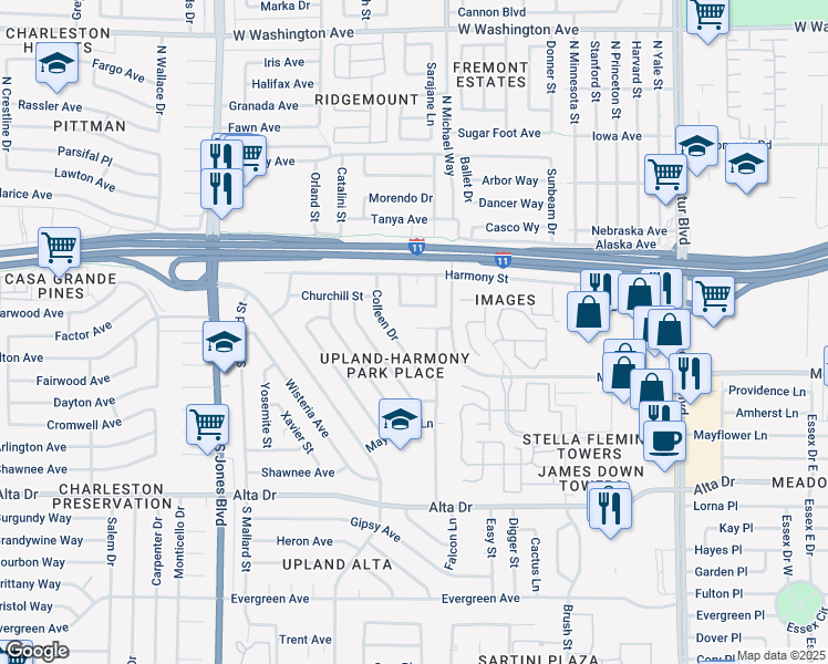 map of restaurants, bars, coffee shops, grocery stores, and more near 237 Colleen Drive in Las Vegas