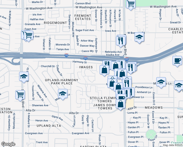 map of restaurants, bars, coffee shops, grocery stores, and more near 220 Mission Newport Lane in Las Vegas