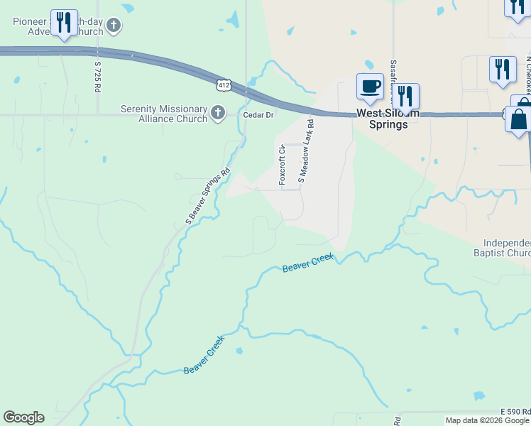 map of restaurants, bars, coffee shops, grocery stores, and more near 591 Meadowlark Drive in Watts