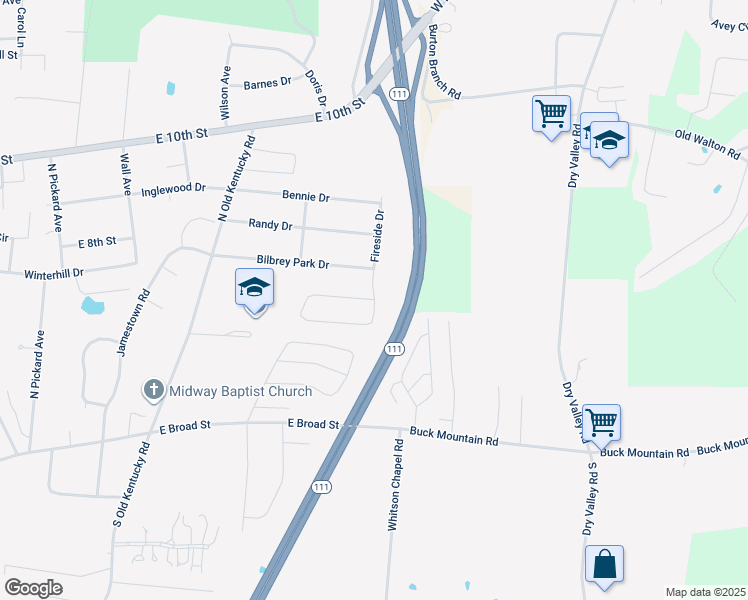 map of restaurants, bars, coffee shops, grocery stores, and more near 401 Laurel Park Circle in Cookeville