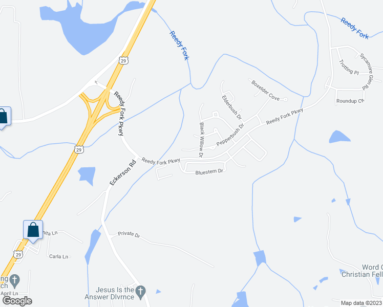 map of restaurants, bars, coffee shops, grocery stores, and more near 3910 Pepperbush Drive in Greensboro