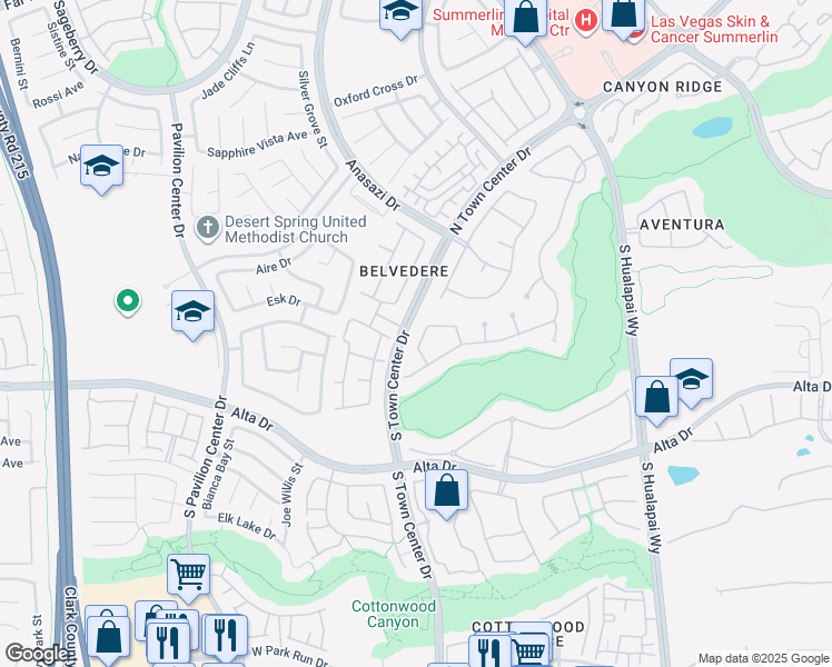 map of restaurants, bars, coffee shops, grocery stores, and more near 301 Royal Aberdeen Drive in Las Vegas