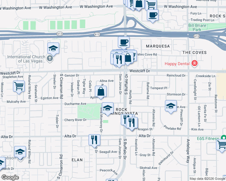 map of restaurants, bars, coffee shops, grocery stores, and more near 212 Hyman Place in Las Vegas