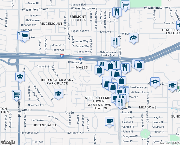 map of restaurants, bars, coffee shops, grocery stores, and more near 5250 Mission Carmel Lane in Las Vegas