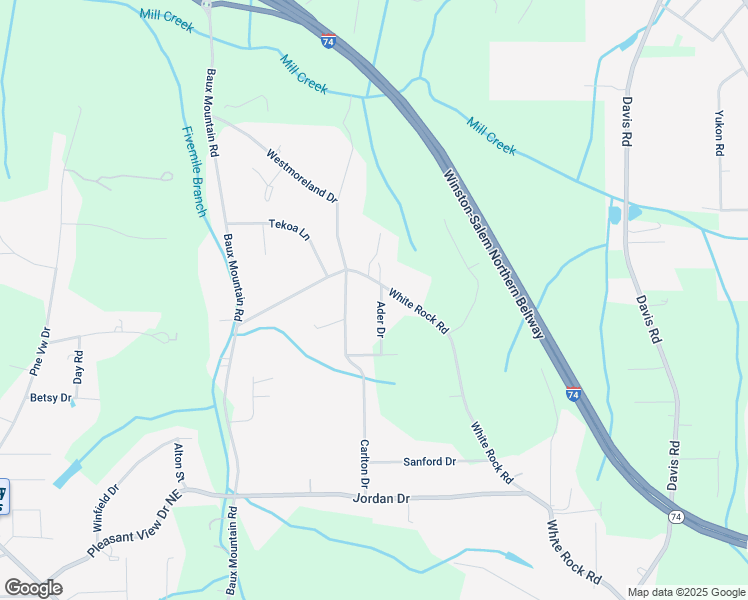 map of restaurants, bars, coffee shops, grocery stores, and more near 4788 Ader Drive in Winston-Salem