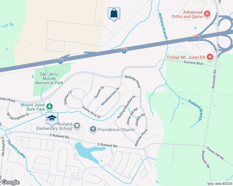 map of restaurants, bars, coffee shops, grocery stores, and more near 628 Meadowview Drive in Mt. Juliet