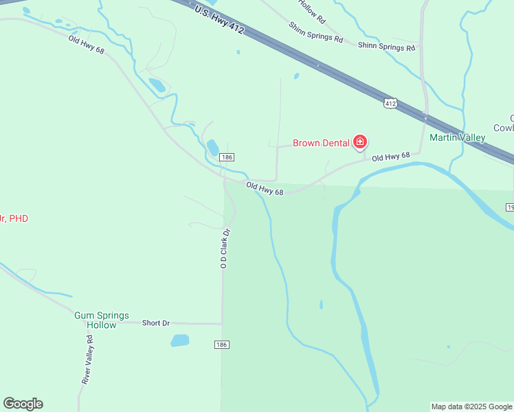 map of restaurants, bars, coffee shops, grocery stores, and more near 19111 Old Highway 68 in Siloam Springs
