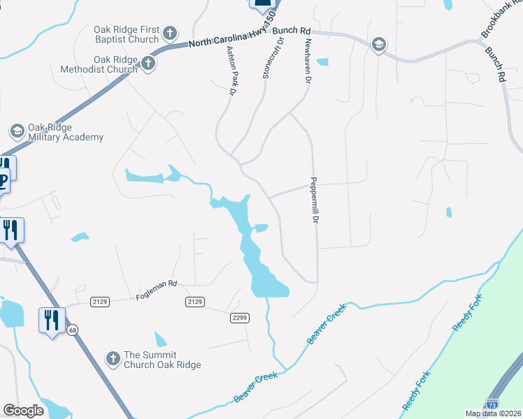 map of restaurants, bars, coffee shops, grocery stores, and more near 7898 Elizabeth Drive in Oak Ridge