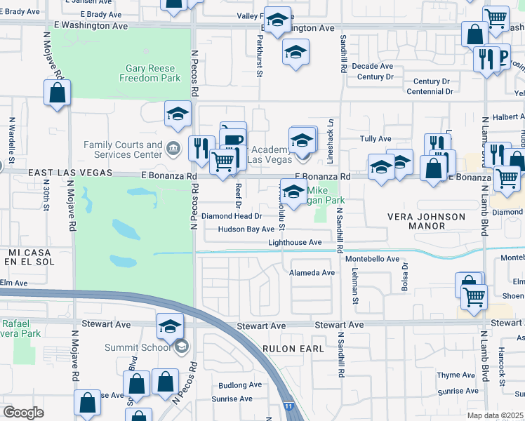 map of restaurants, bars, coffee shops, grocery stores, and more near 554 Sea Shell Lane in Las Vegas