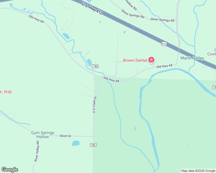 map of restaurants, bars, coffee shops, grocery stores, and more near 19111 Old Highway 68 in Siloam Springs