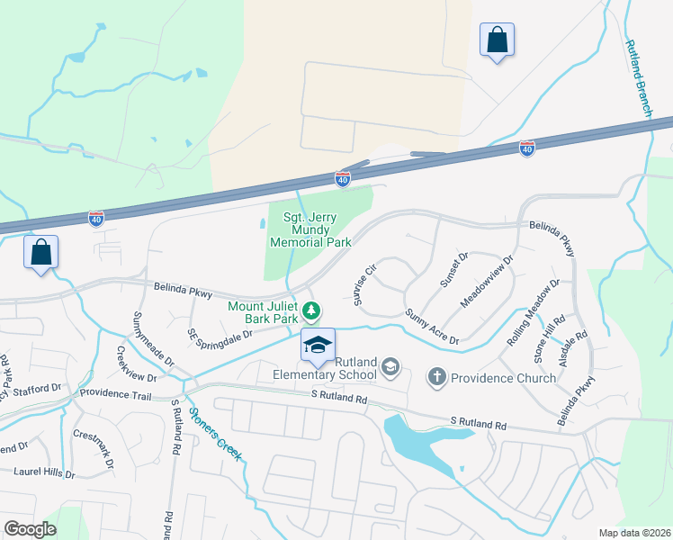 map of restaurants, bars, coffee shops, grocery stores, and more near 408 Belinda Parkway in Mt. Juliet