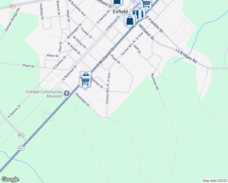map of restaurants, bars, coffee shops, grocery stores, and more near 432 Hannon Street in Enfield