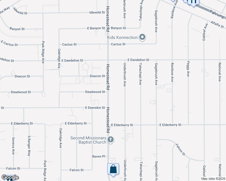 map of restaurants, bars, coffee shops, grocery stores, and more near 3201 Homestead Road in Pahrump