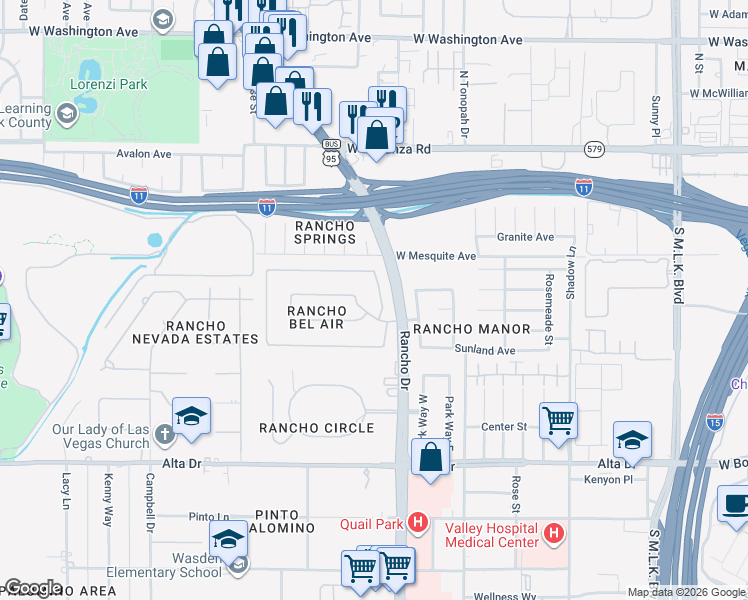 map of restaurants, bars, coffee shops, grocery stores, and more near 2309 Wimbledon Drive in Las Vegas