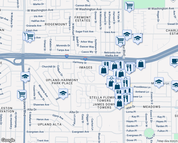 map of restaurants, bars, coffee shops, grocery stores, and more near 5261 Mission Carmel Lane in Las Vegas