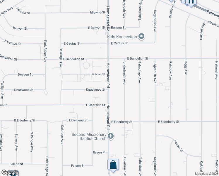 map of restaurants, bars, coffee shops, grocery stores, and more near 3241 Homestead Road in Pahrump