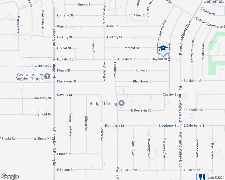 map of restaurants, bars, coffee shops, grocery stores, and more near 3240 Prairie Avenue in Pahrump