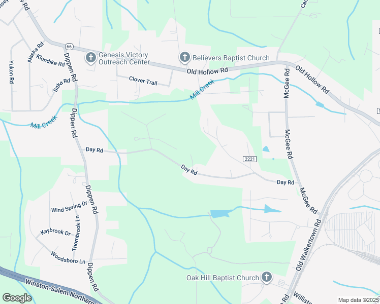 map of restaurants, bars, coffee shops, grocery stores, and more near 3579 Day Road in Walkertown