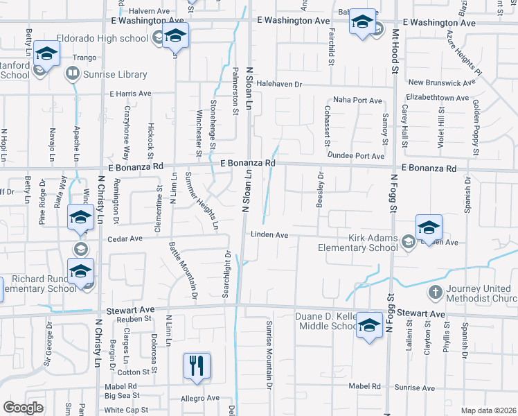 map of restaurants, bars, coffee shops, grocery stores, and more near 706 North Sloan Lane in Las Vegas