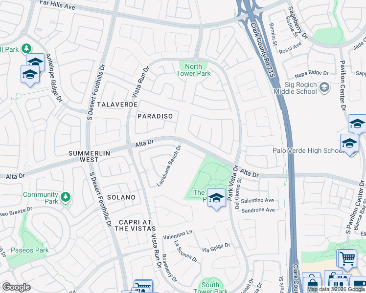 map of restaurants, bars, coffee shops, grocery stores, and more near 460 Lacabana Beach Drive in Las Vegas